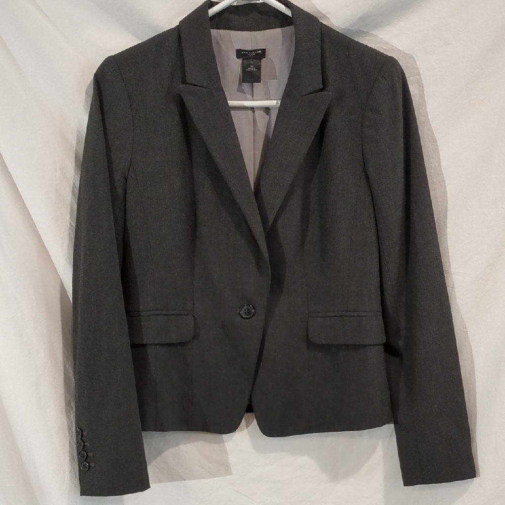 Ann Taylor | Charcoal Blazer Jacket Suit Coordinate Shaped Hem Double Vents | 2P